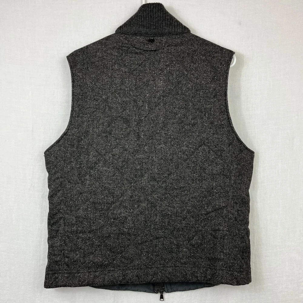 Banana Republic Wool Blend Tweed Vest‎ Mens 44R Quilted Full Zip Preppy Academia